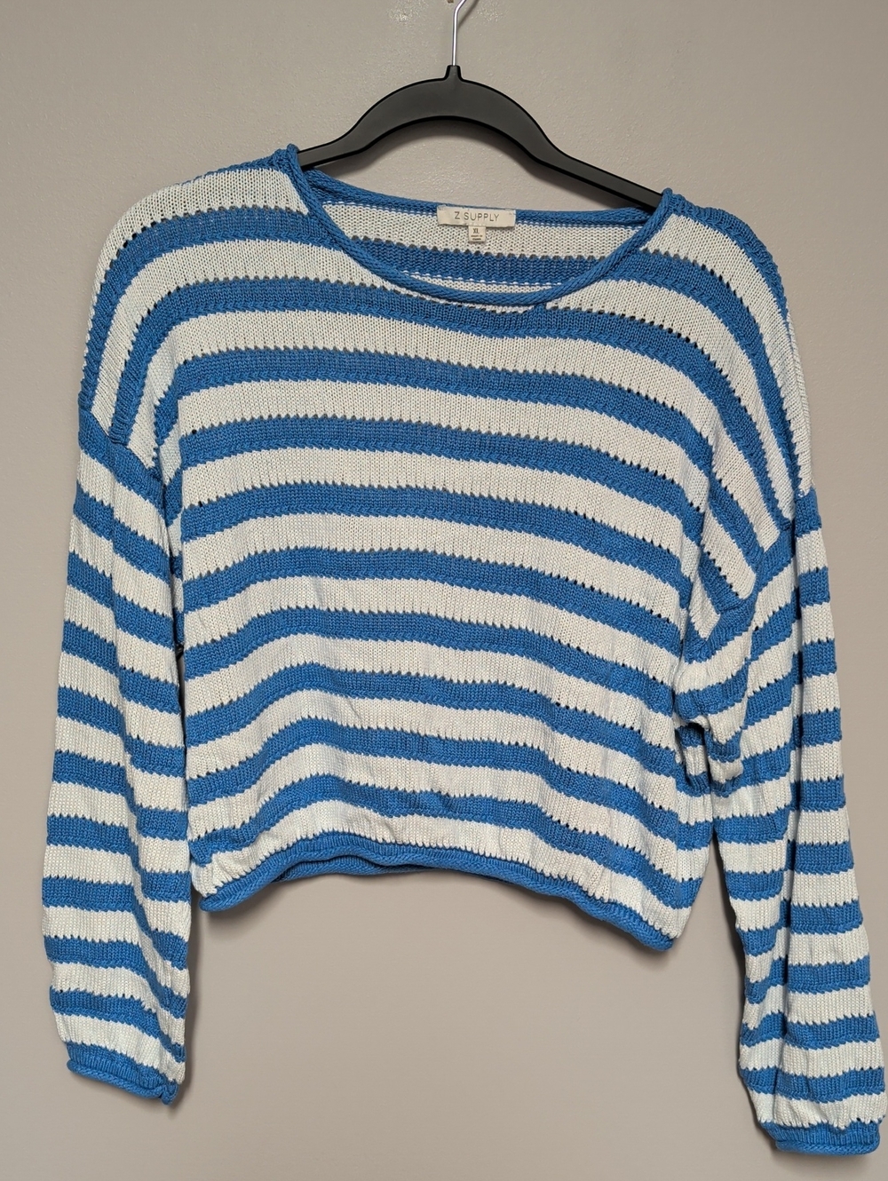 Z Supply Blue and White Striped Crewneck Sweater